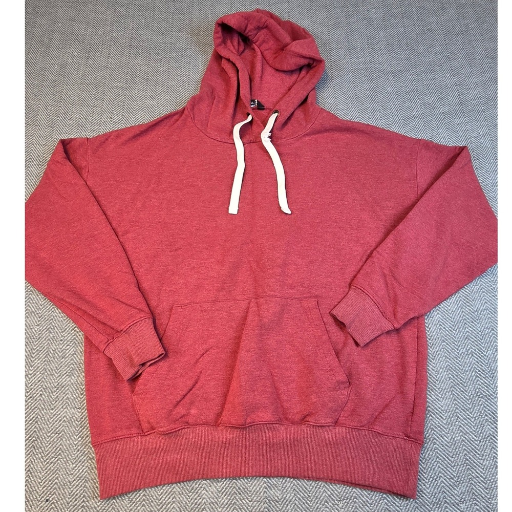 Buffalo David Bitton Mens Small Hoodie Heather Red Oversized Pullover Sweatshirt